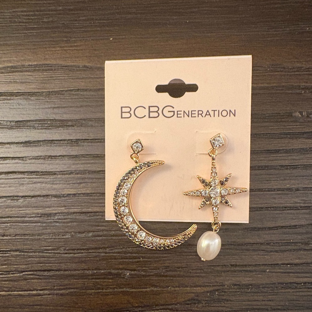 NEW BCBGeneration Moon and Star Earrings